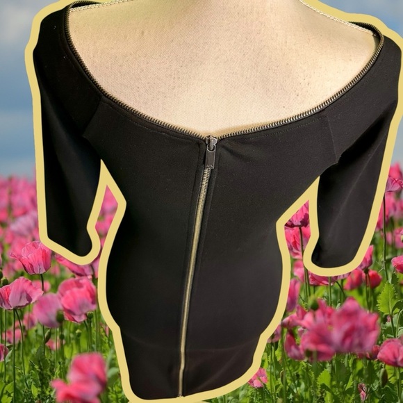 Armani Exchange Black Off The Shoulder Bodycon Dress with All Around Zipper XS - Picture 10 of 14